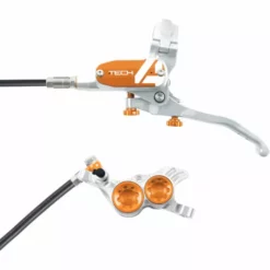 Hope Tech 4 V4 Brake - No Rotor -House Doctor Hope Tech 4 V4 Brake No Rotor Disc Brake Callipers Silver Orange T4V4ZSCL