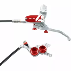 Hope Tech 4 V4 Brake - No Rotor -House Doctor Hope Tech 4 V4 Brake No Rotor Disc Brake Callipers Silver Red T4V4ZSRL
